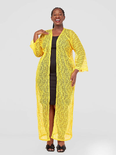 Zamaya Stitches Lace Kimono - Yellow - Shopzetu