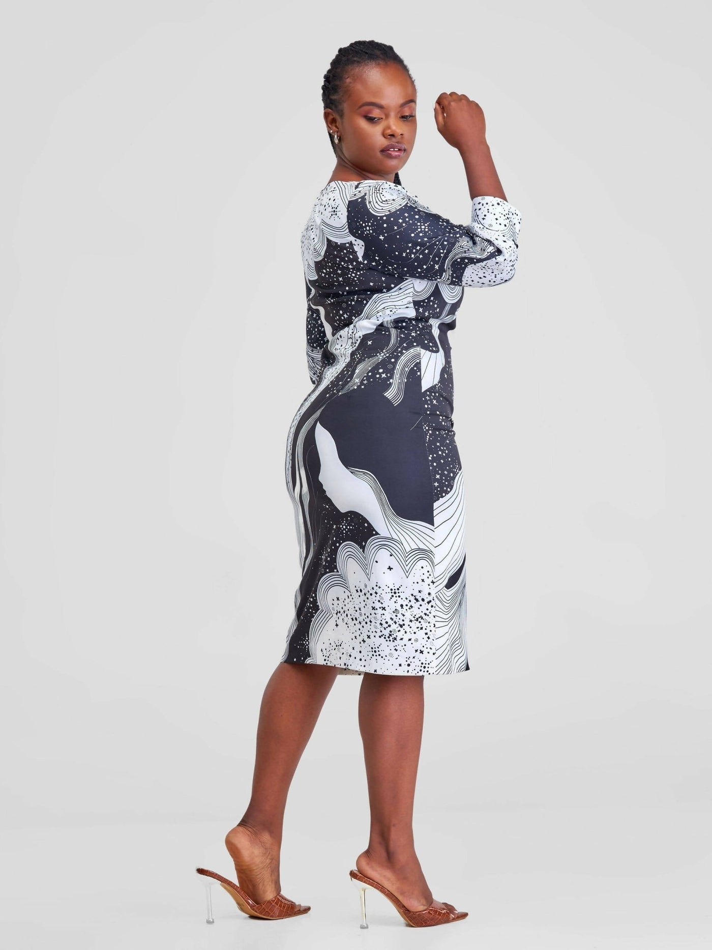 Immaculate Chic Galaxy Print Dress - Black / White - Shopzetu