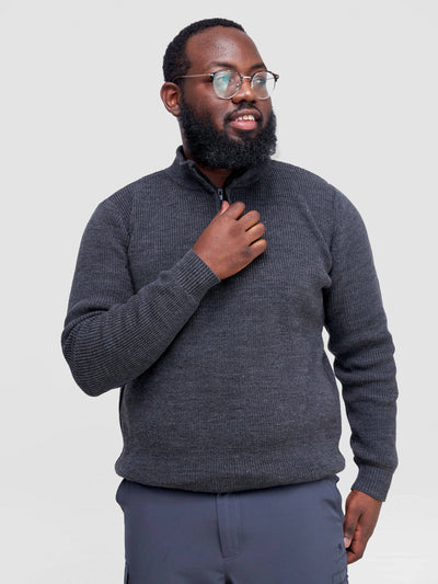 Anel's Knitwear Zetu Men's Half Zipped Sweater - Grey - Shopzetu