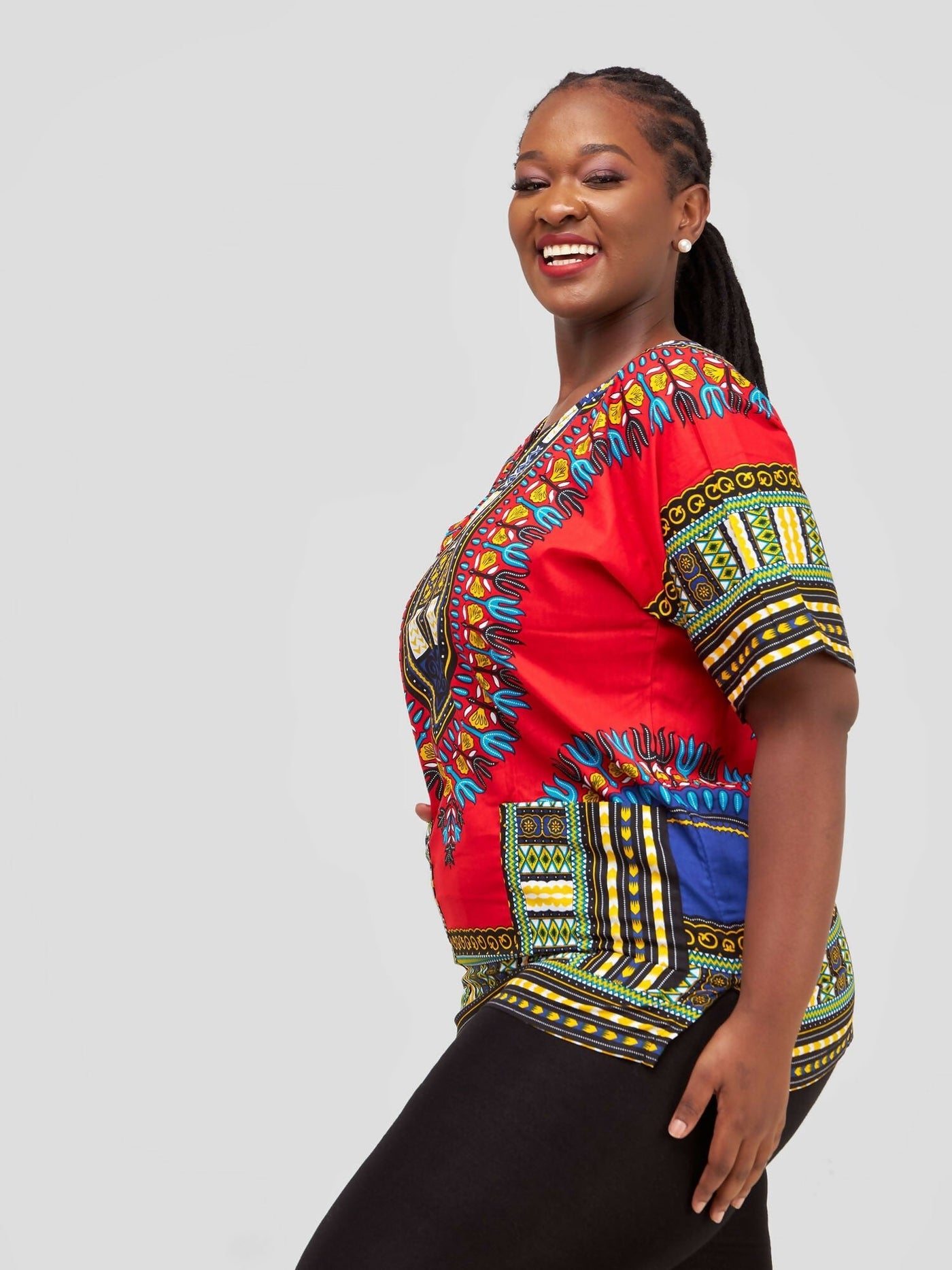 Dashiki Shirt - Red - Shopzetu