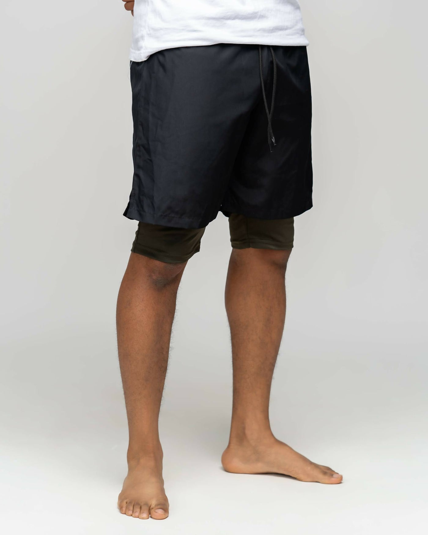 Modest Workout 2in1 Short Shorts - Black / Olive Green - Shopzetu