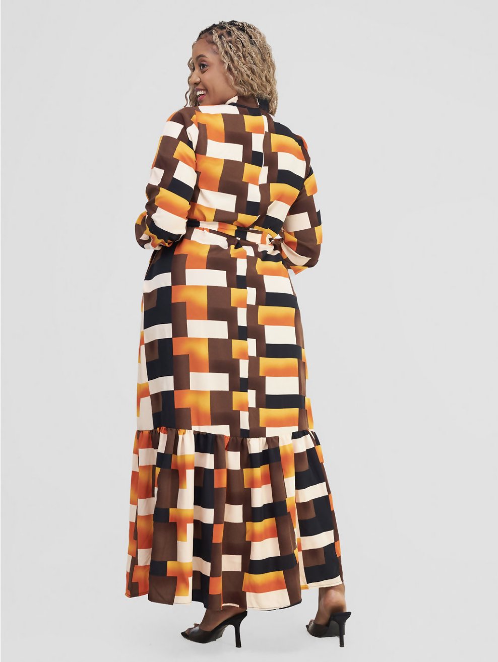 Lizola Efetobo Dress - Cream / Yellow / Orange / Black - Shopzetu