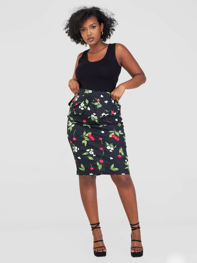 Immaculate Chic Floral Skirt - Black - Shopzetu