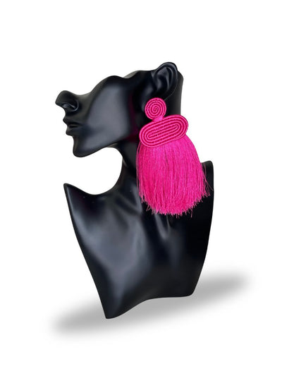 Tuli Liana Tassel Earring - Pink - Shopzetu