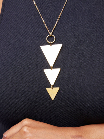 Lizola Sarafina Pyramid Necklace + Polisher - Brass - Shopzetu