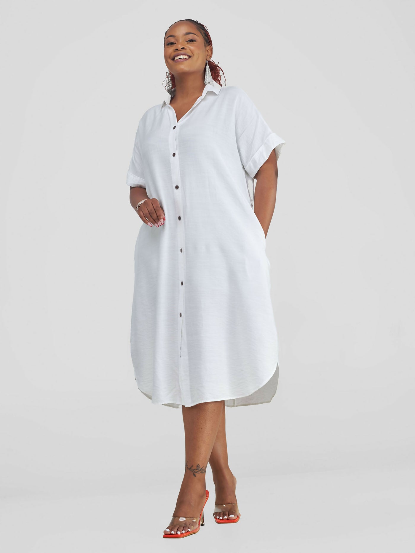 Kaia Shirt Dress - White