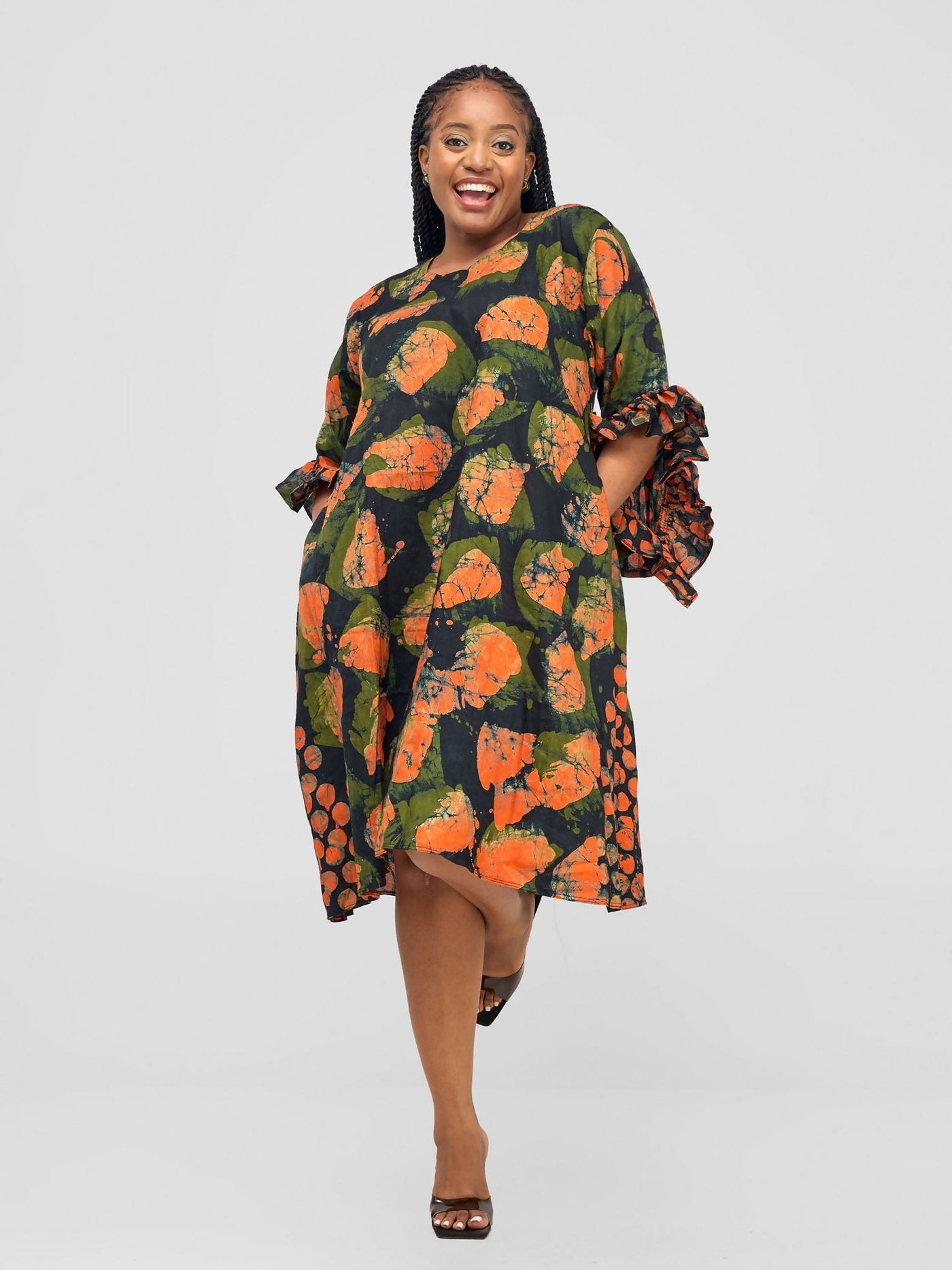 Inroses Hub Batiki Dress - Orange / Black - Shopzetu