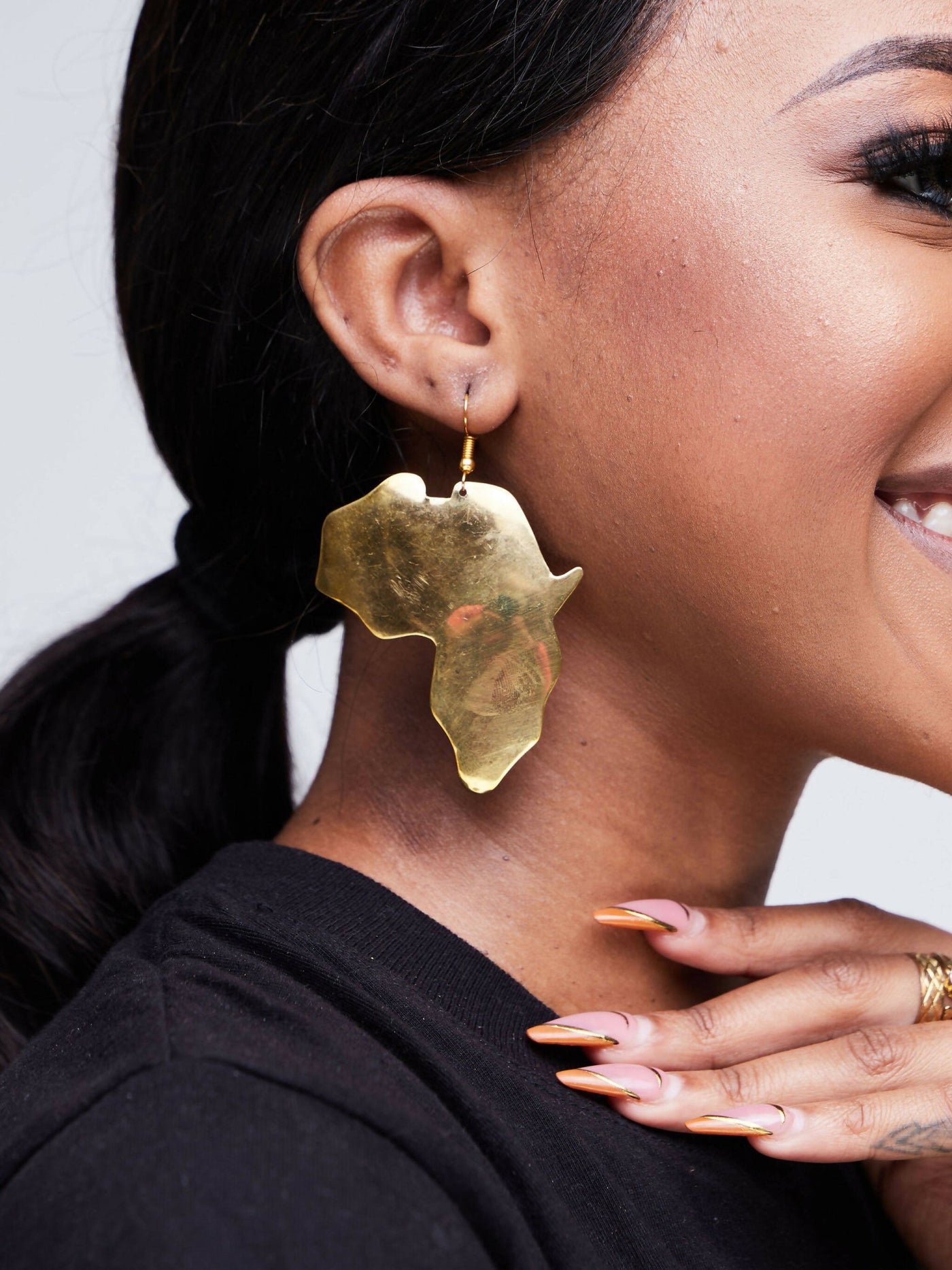 Lizola Mama Afrika Earrings + Polisher- Brass - Shopzetu