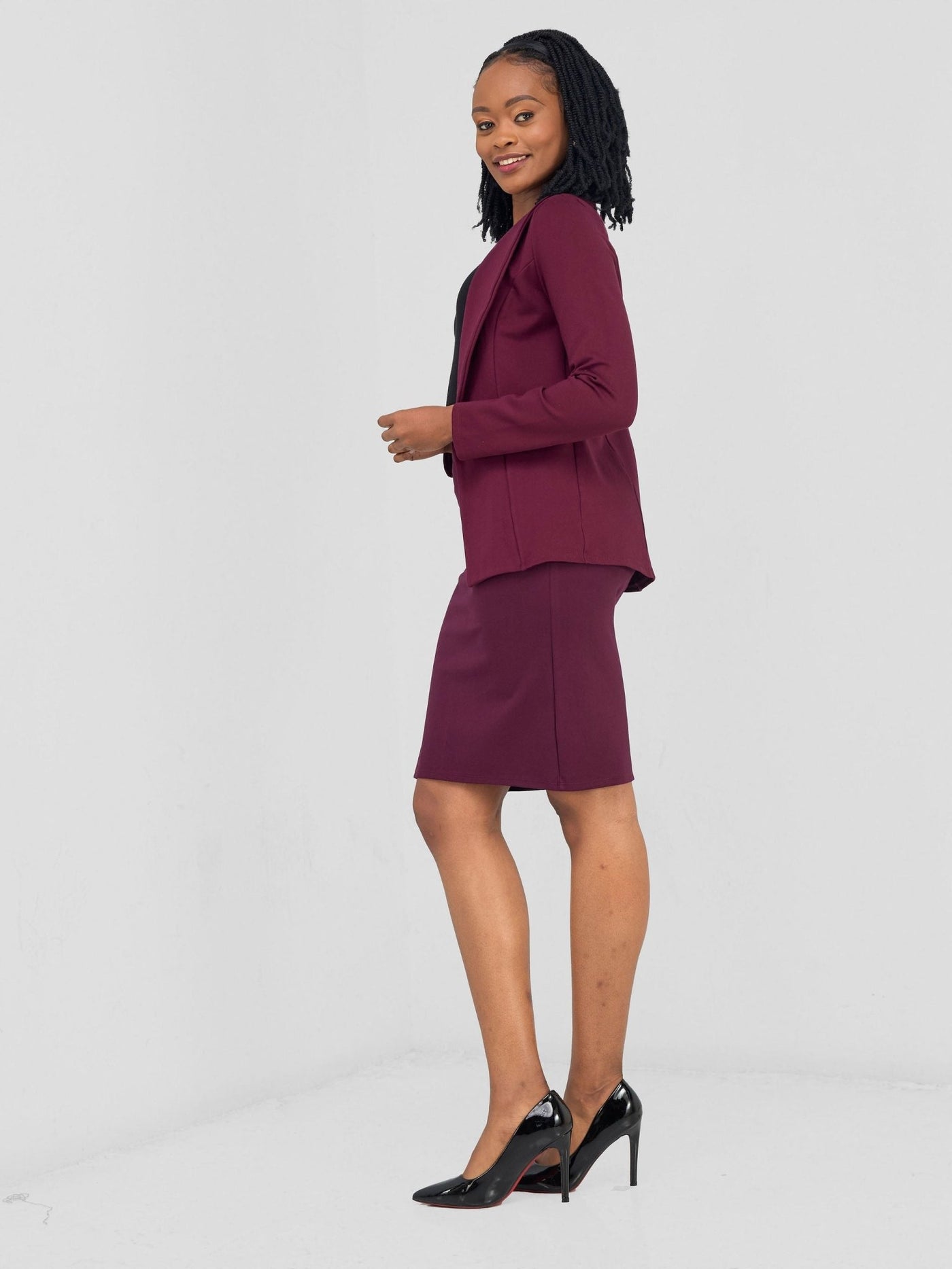 Vivo Faraji Long Sleeve Jacket - Burgundy - Shopzetu