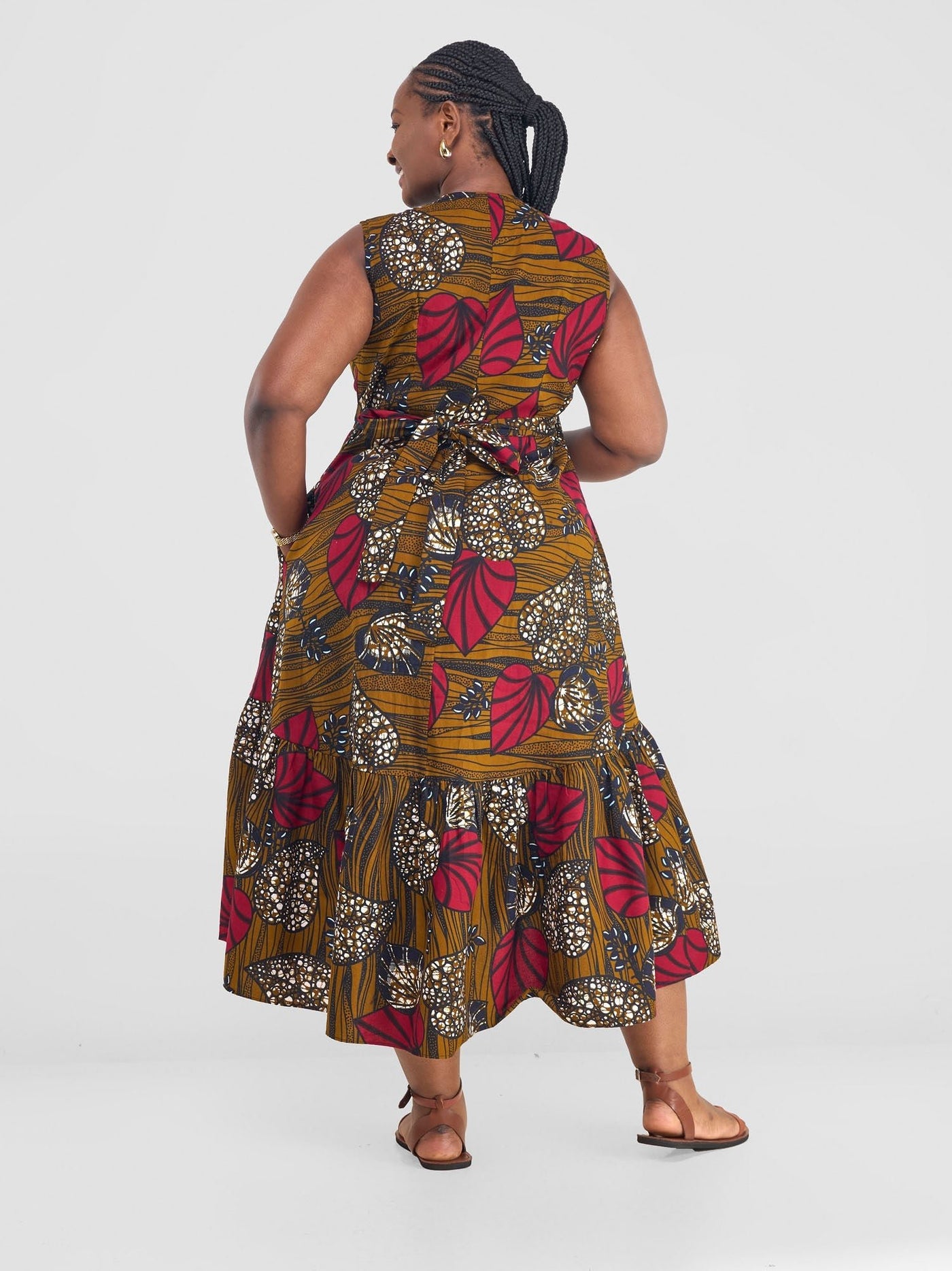 Safari Savannah Kitenge Midi Wrap Dress - Sipo Print - Shopzetu