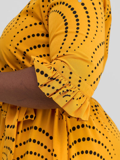 Vivo Nasinka Maxi Shirt Dress - Light Mustard / Black Sinka Print - Shopzetu