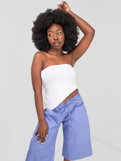 Zoya Banda Bandeau Asymmetrical Crop Top - White - Shopzetu