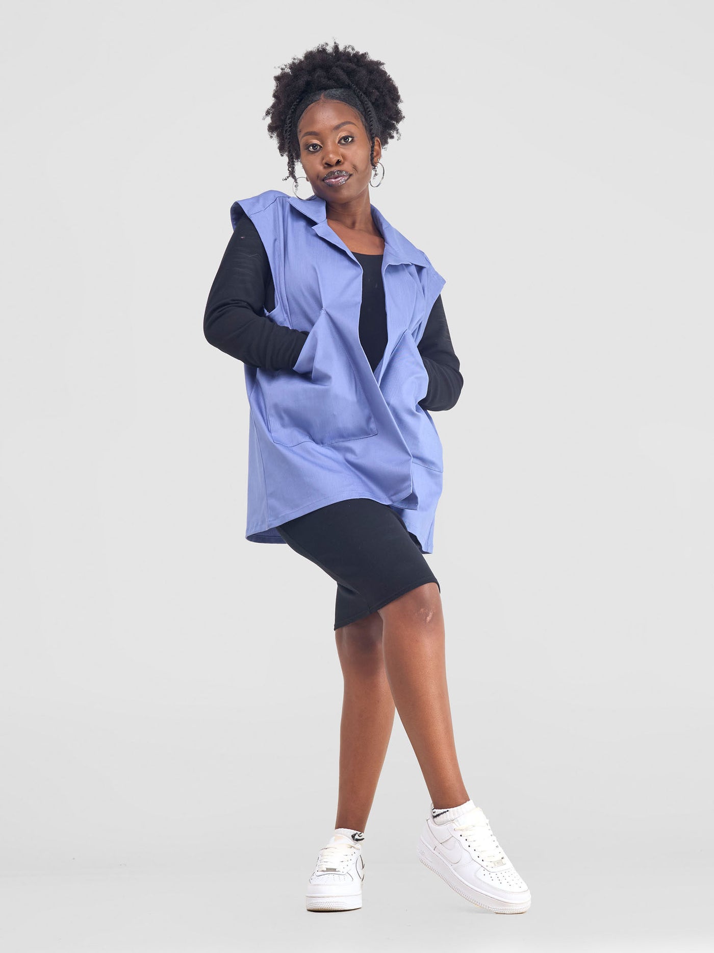 Zoya Banda Drop Shoulder Unisex Wide Jacket - Blue