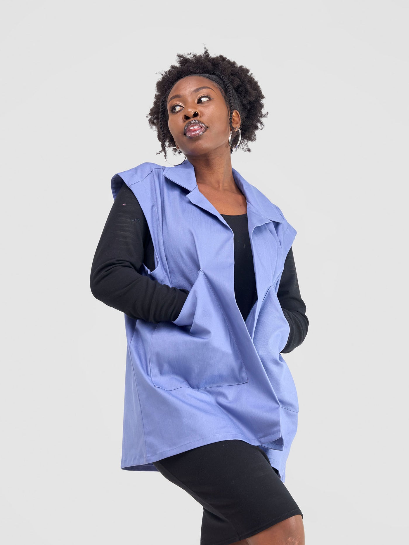 Zoya Banda Drop Shoulder Unisex Wide Jacket - Blue