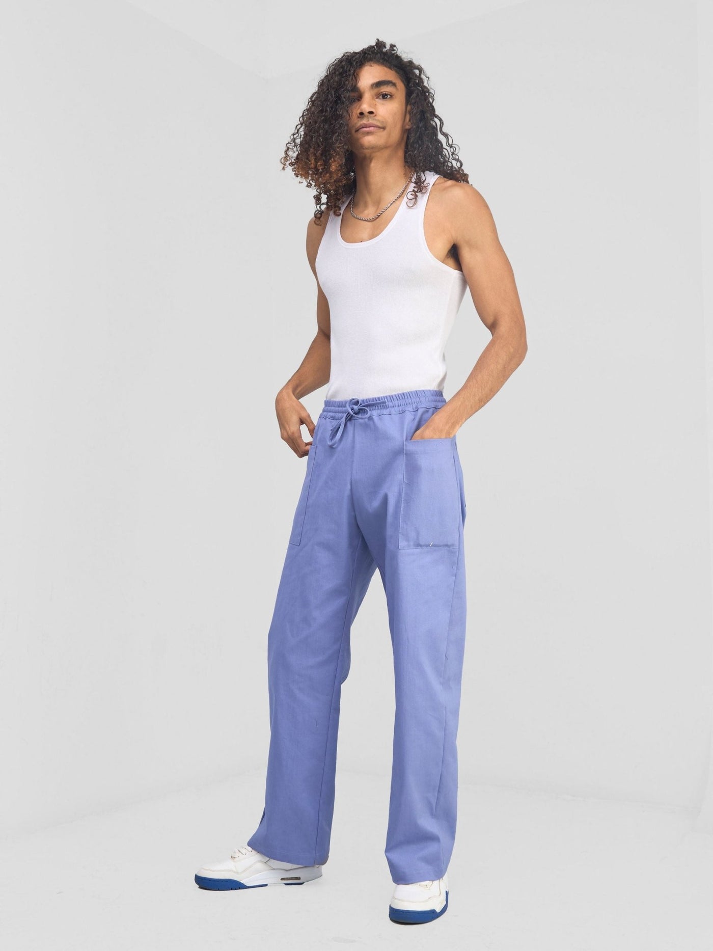 Zoya Banda Men's Cargo Pants - Blue - Shopzetu