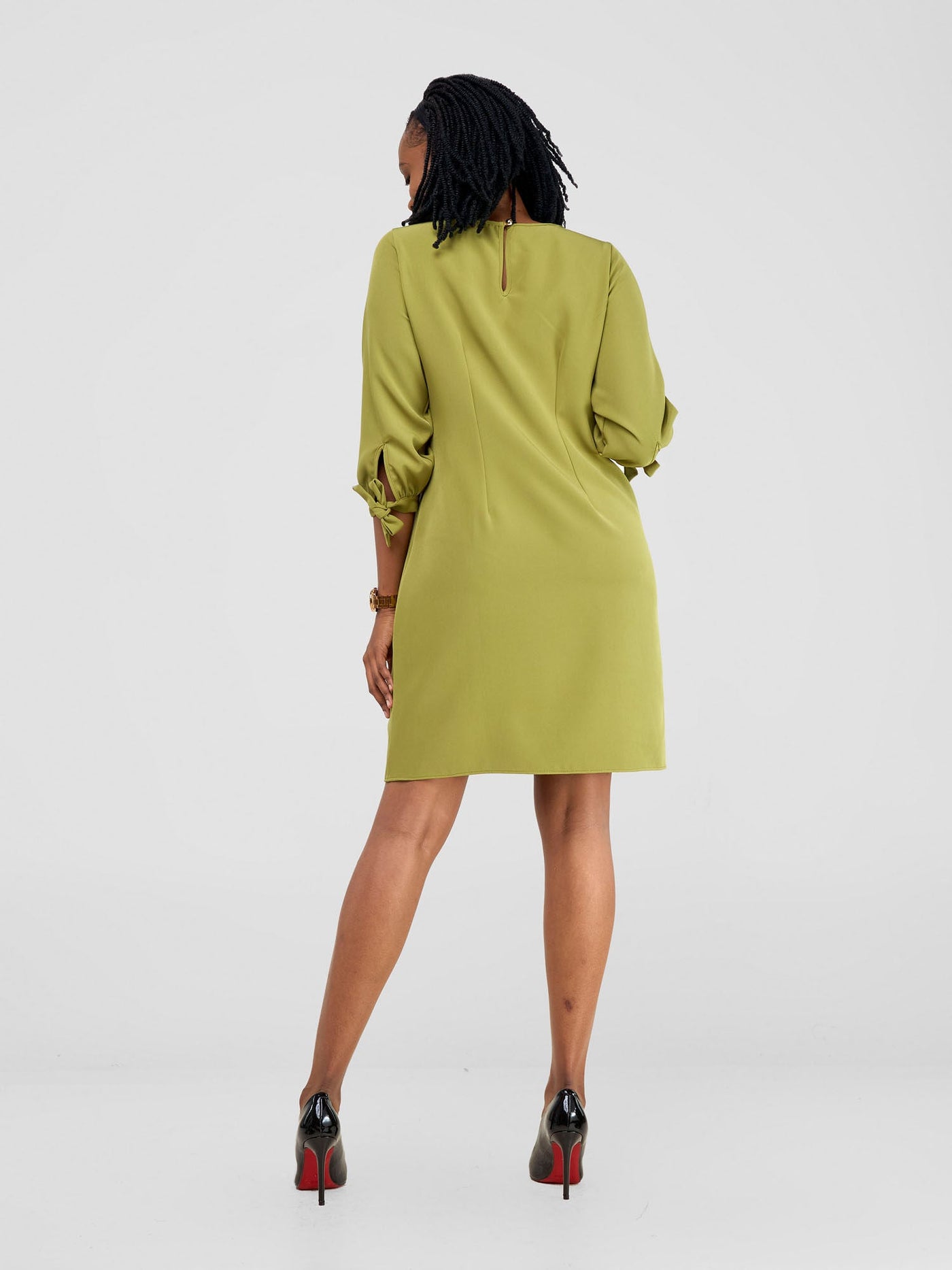 Vivo Paji 3/4 Sleeve Shift Dress (Regular) - Olive