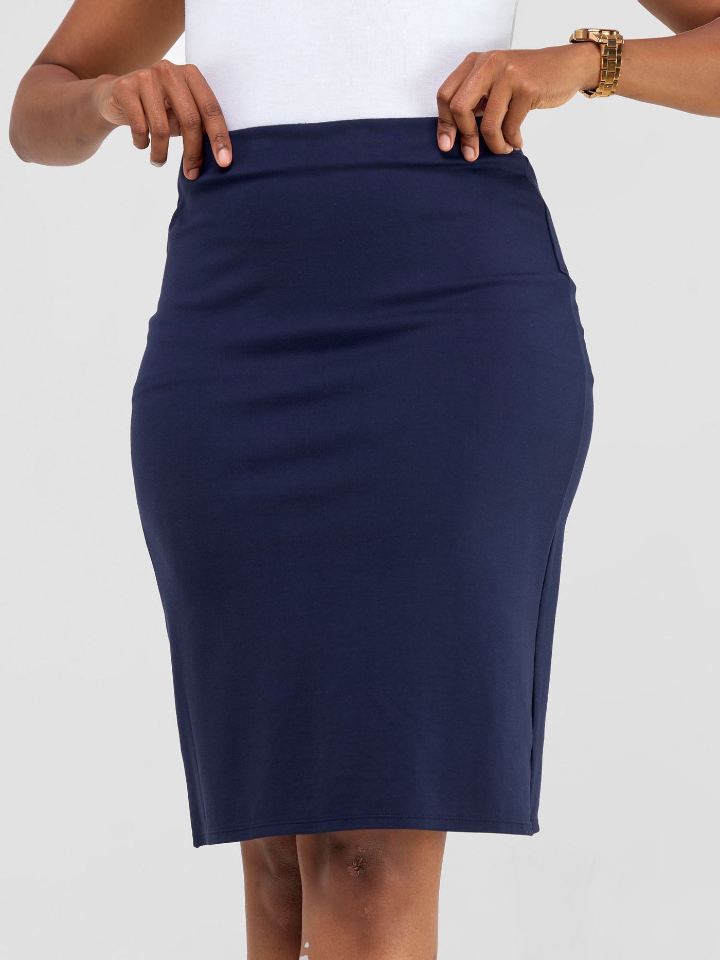 Basic Straight Skirt - Navy Blue