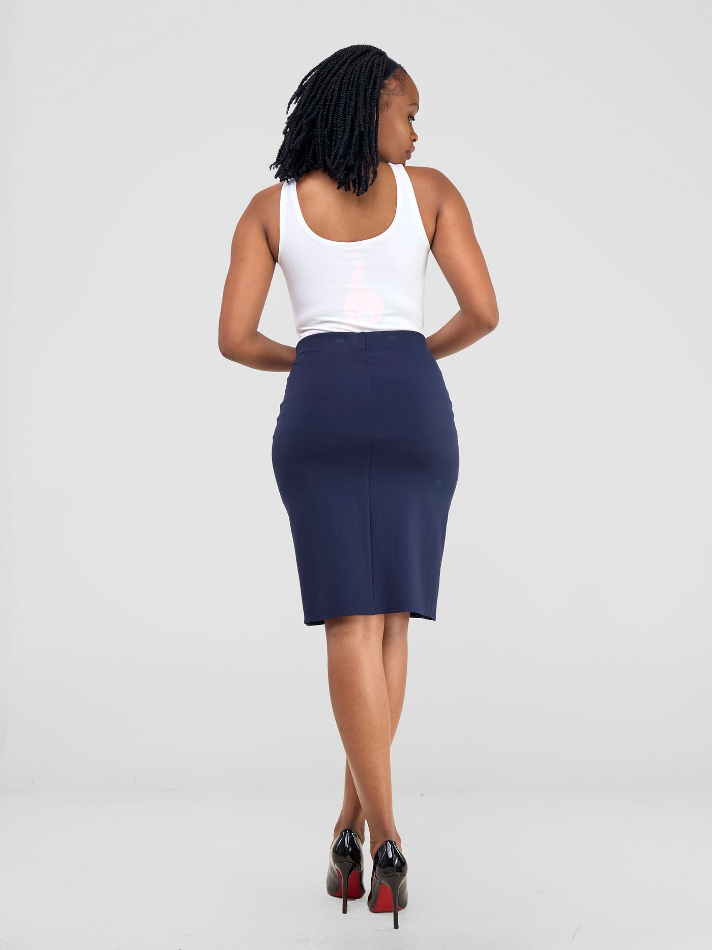 Basic Straight Skirt - Navy Blue