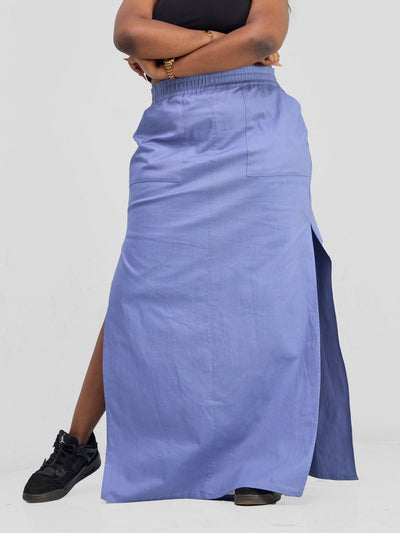 Zoya Banda High Slit Maxi Skirt - Blue - Shopzetu