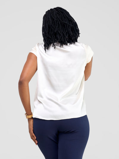 Vivo Basic Satin Cap Sleeve Top - Off White