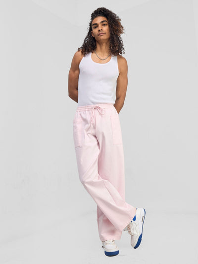 Zoya Banda Men's Wide Pants - Pink - Shopzetu