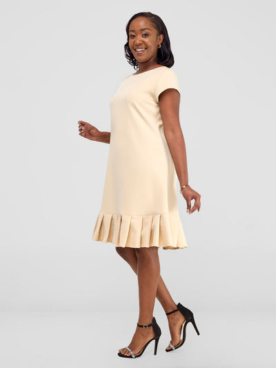 Vivo Paji Cap Sleeve A-Line Dress (Regular) - Beige