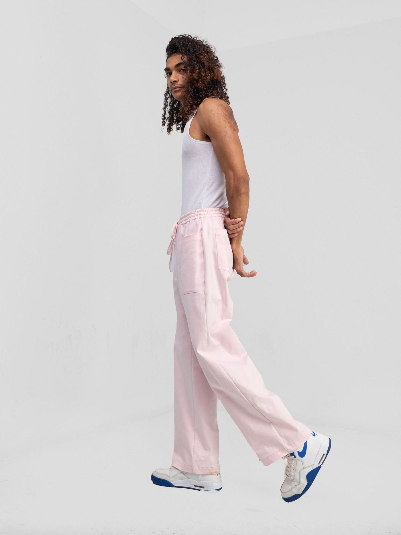 Zoya Banda Men's Wide Pants - Pink - Shopzetu