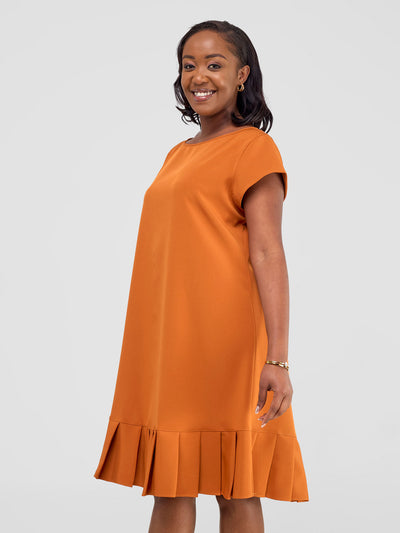 Vivo Paji Cap Sleeve A-Line Dress (Regular) - Rust