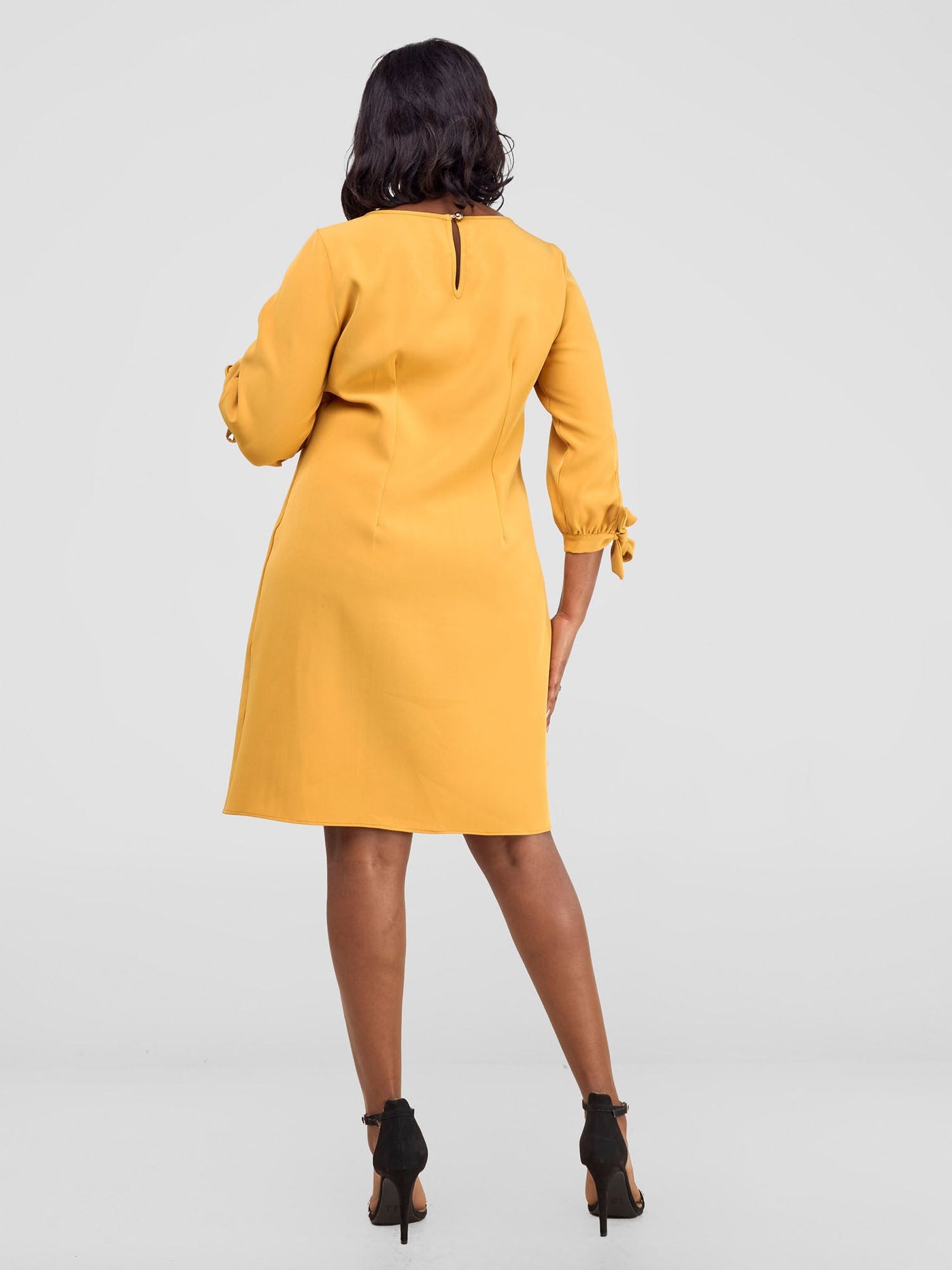 Vivo Paji 3/4 Sleeve Shift Dress (Regular) - Mustard - Shopzetu