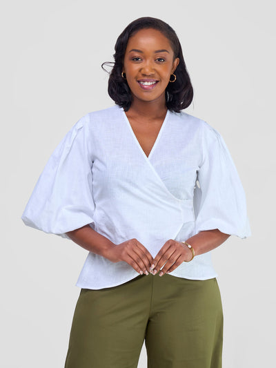 Safari Savannah Wrap Top - White