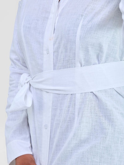 Savannah Chinese Collar Shirt - White