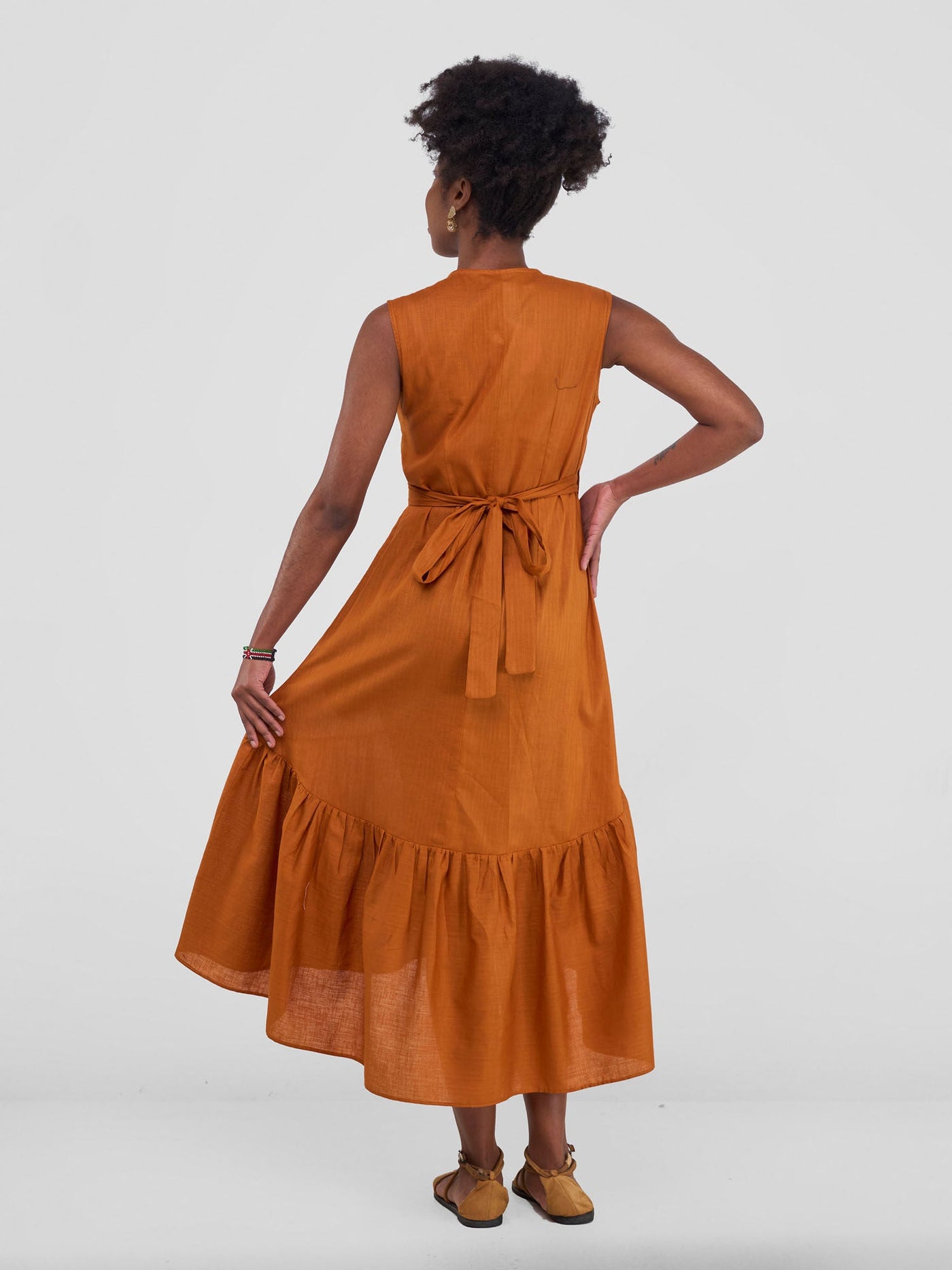 Savannah Midi Wrap Dress - Rust