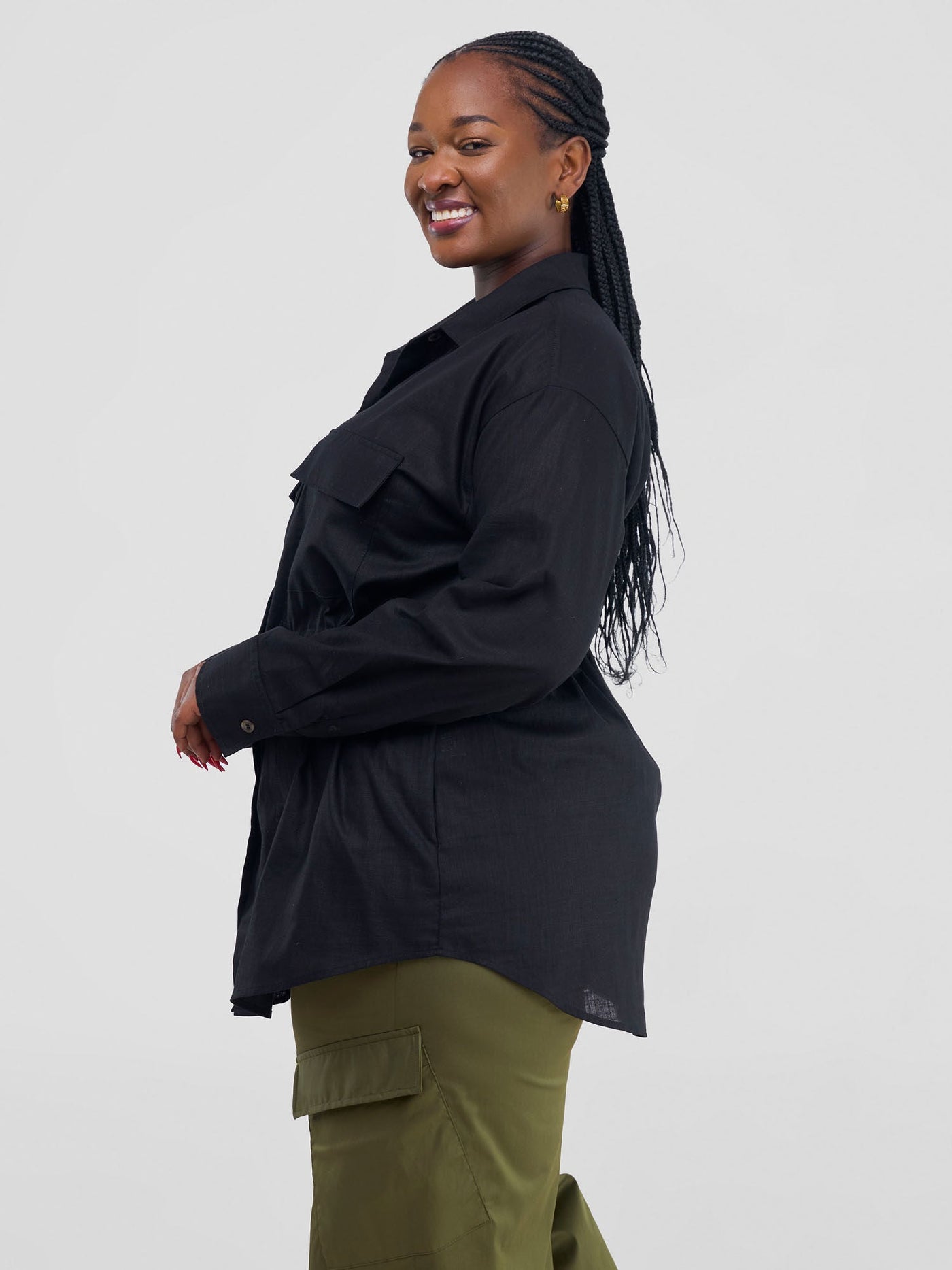 Savannah Drawstring Shacket - Black