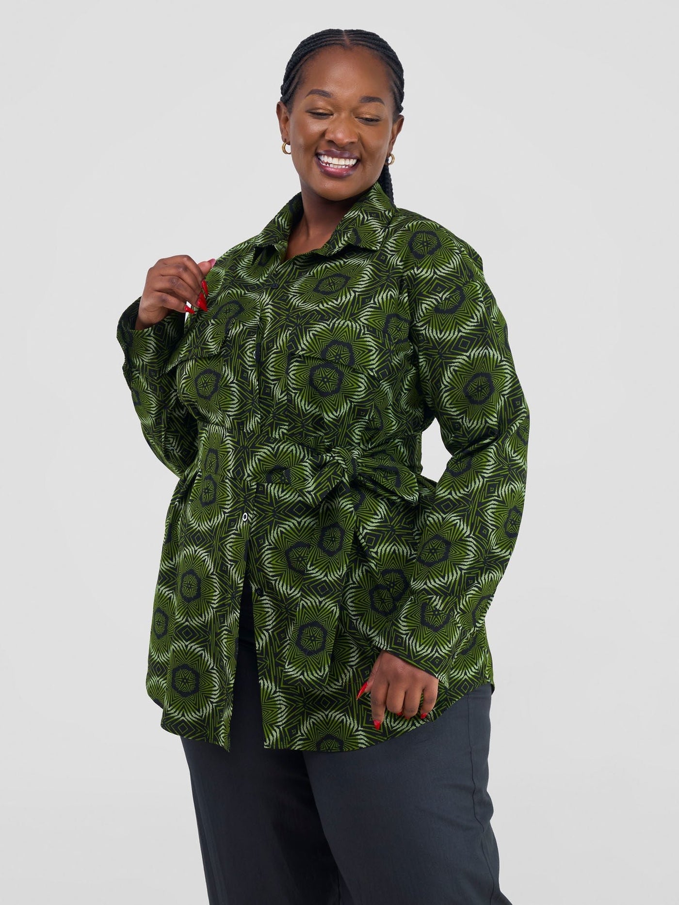 Safari Savannah Kitenge Shacket - Ashai Print - Shopzetu