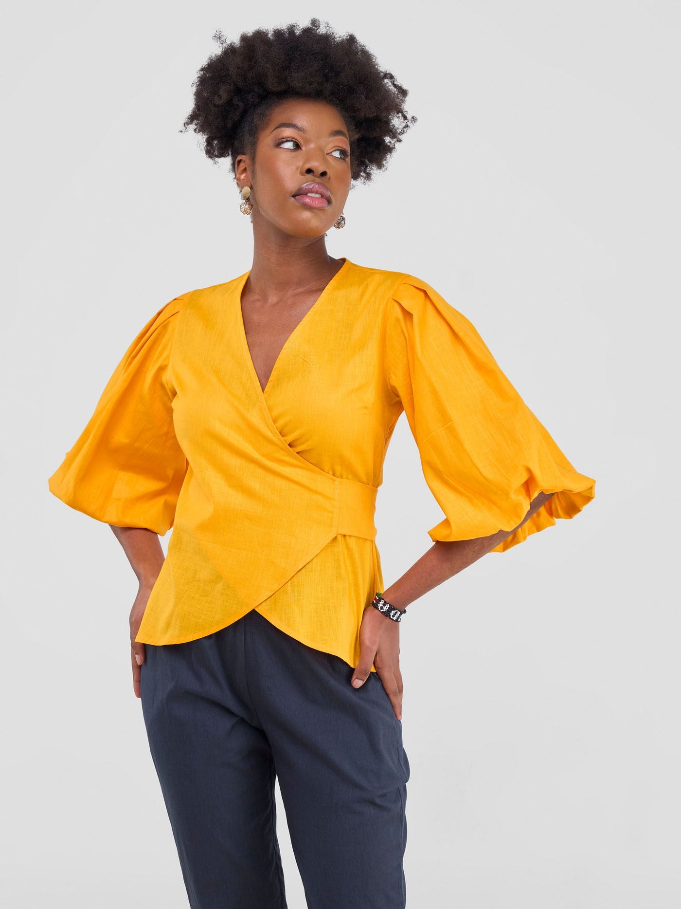 Safari Savannah Wrap Top - Mustard