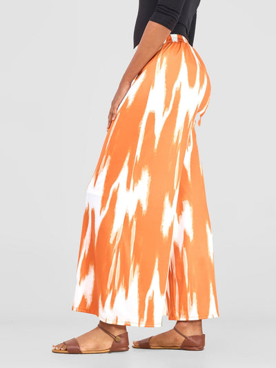 Nkasi Wide Leg Pants - White / Orange Shibori Print