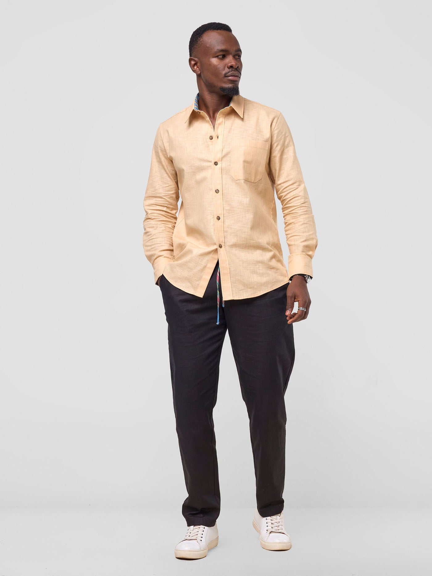 Savannah Men's Long Sleeve Shirt - Beige