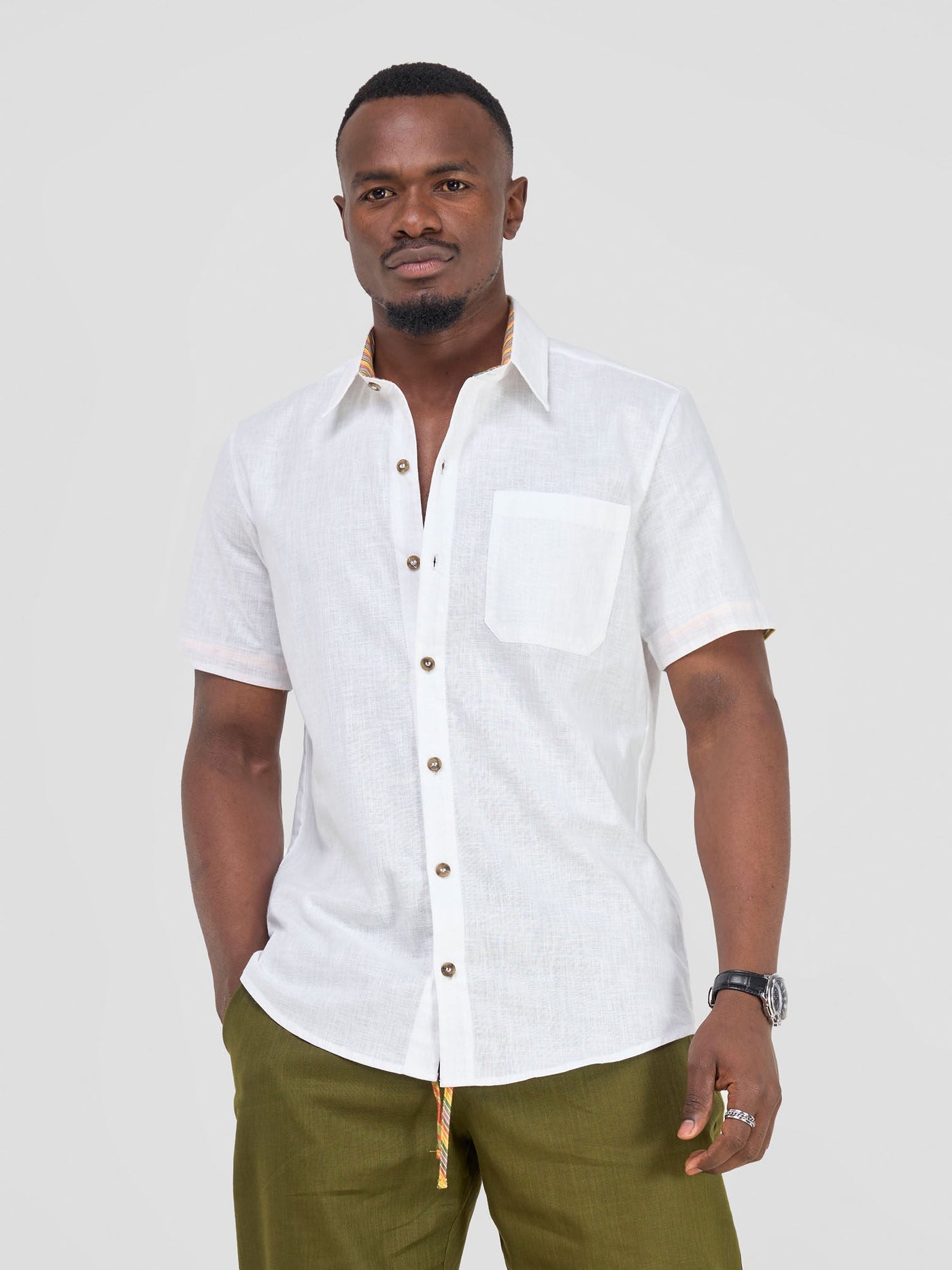 Savannah Men's Short Sleeve Shirt - White