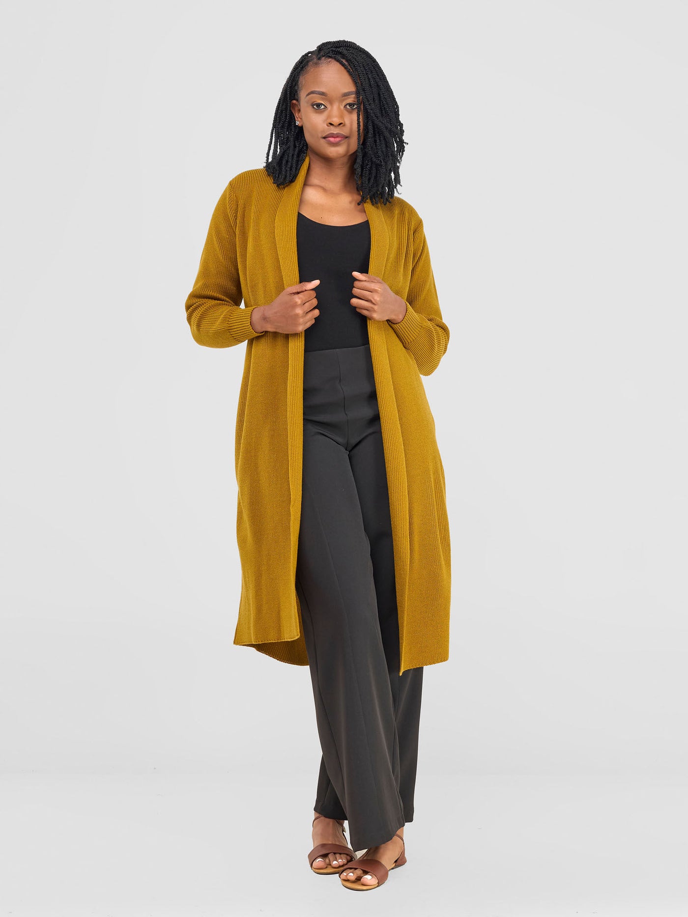 Vivo Long Sleeve Midi Waterfall - Dark Mustard