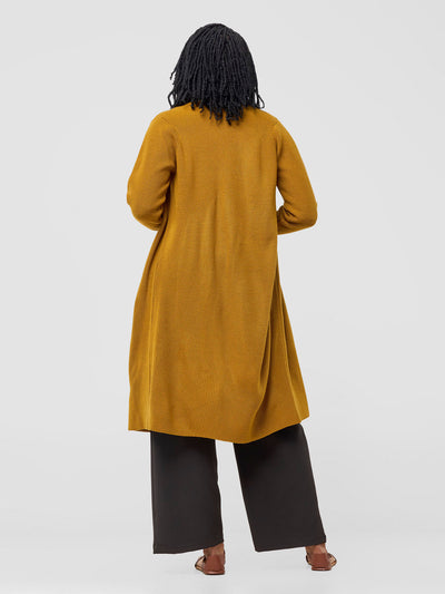 Vivo Long Sleeve Midi Waterfall - Dark Mustard