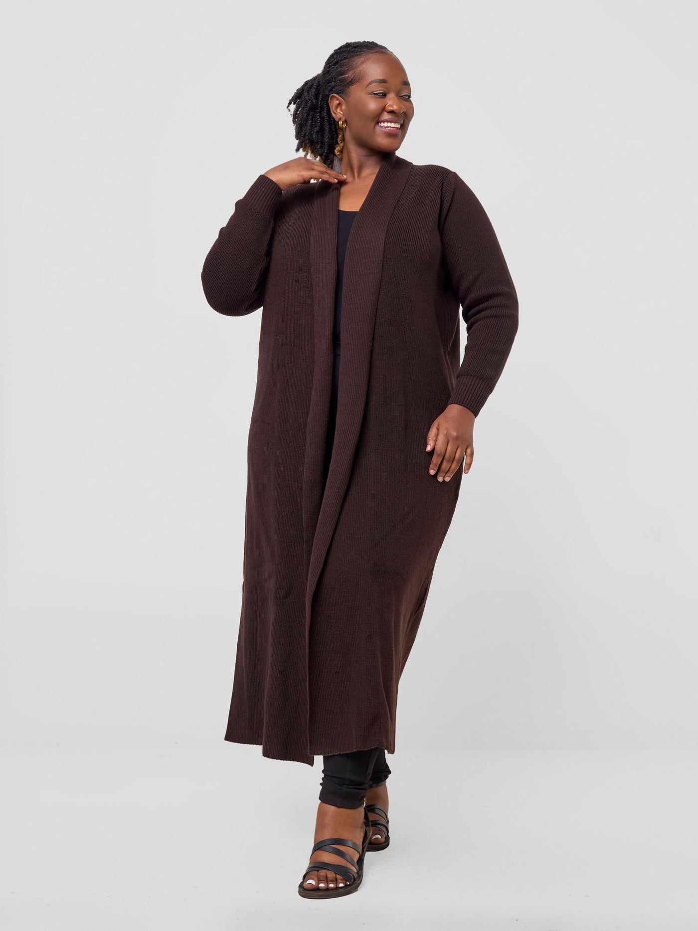 Vivo Long Sleeve Maxi Waterfall - Chocolate Brown