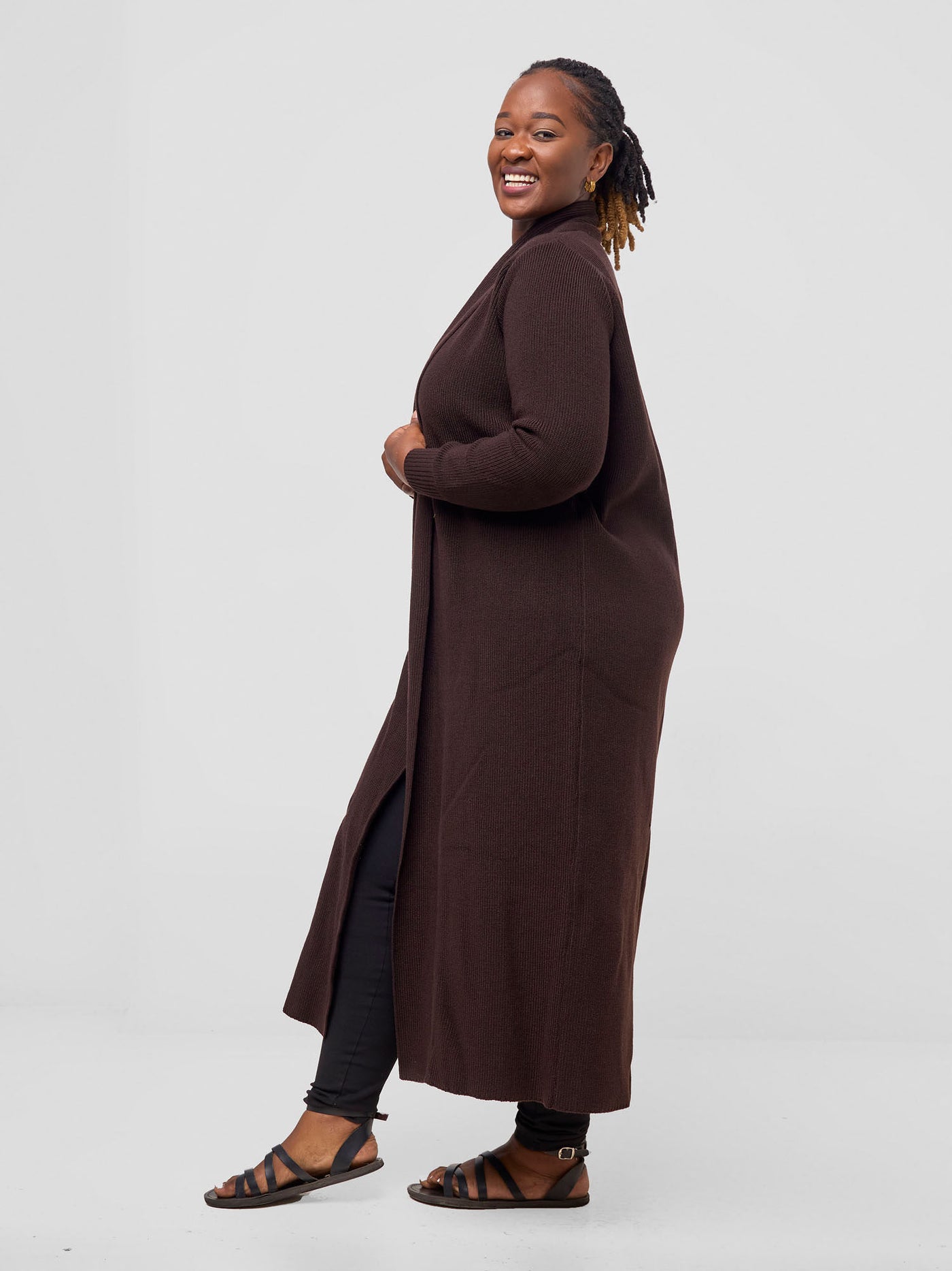 Vivo Long Sleeve Maxi Waterfall - Chocolate Brown