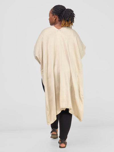 Cuffed Wrap Poncho - Ivory