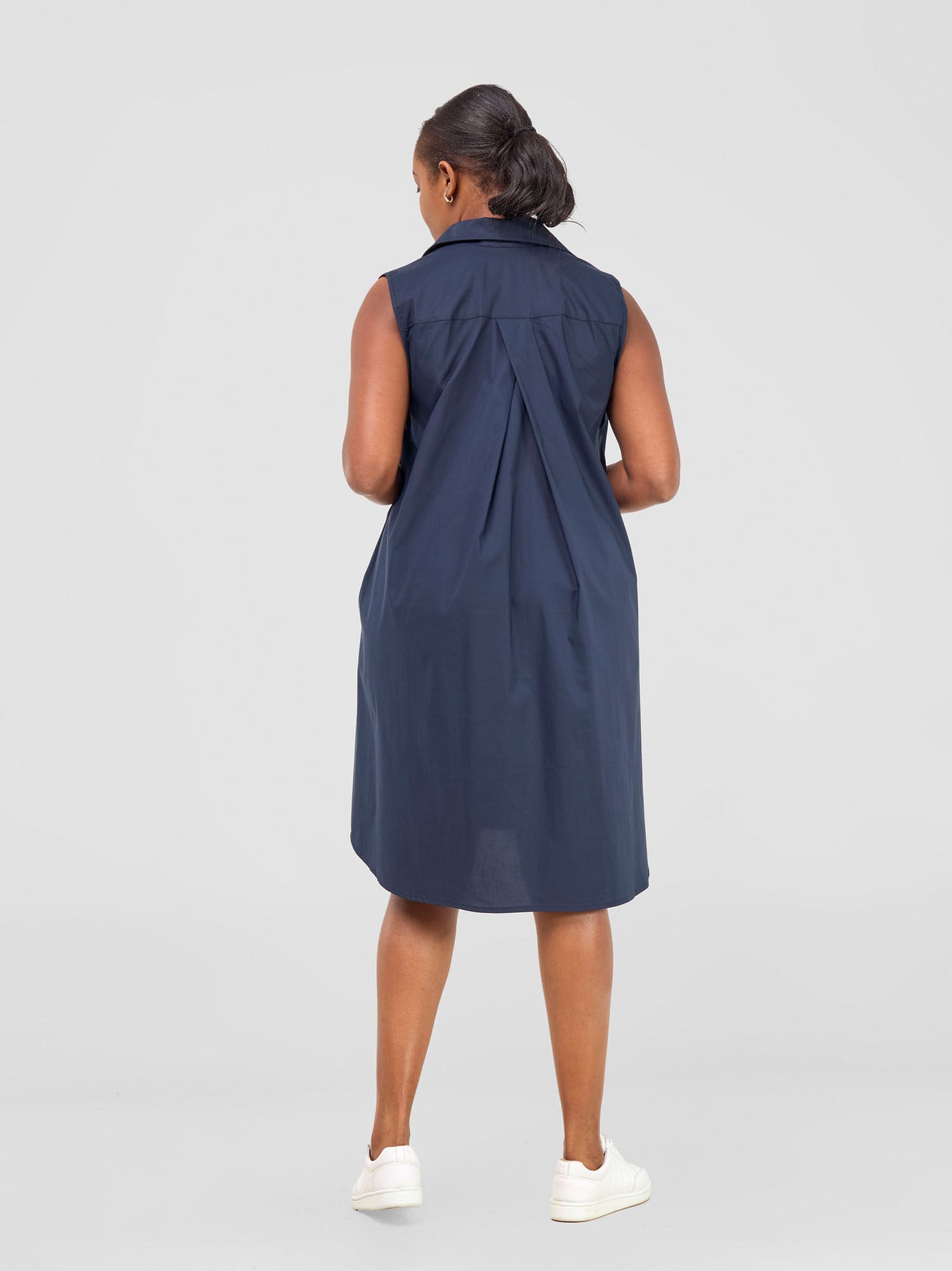 Kaya Sleeveless Tent Shirt Dress - Navy Blue