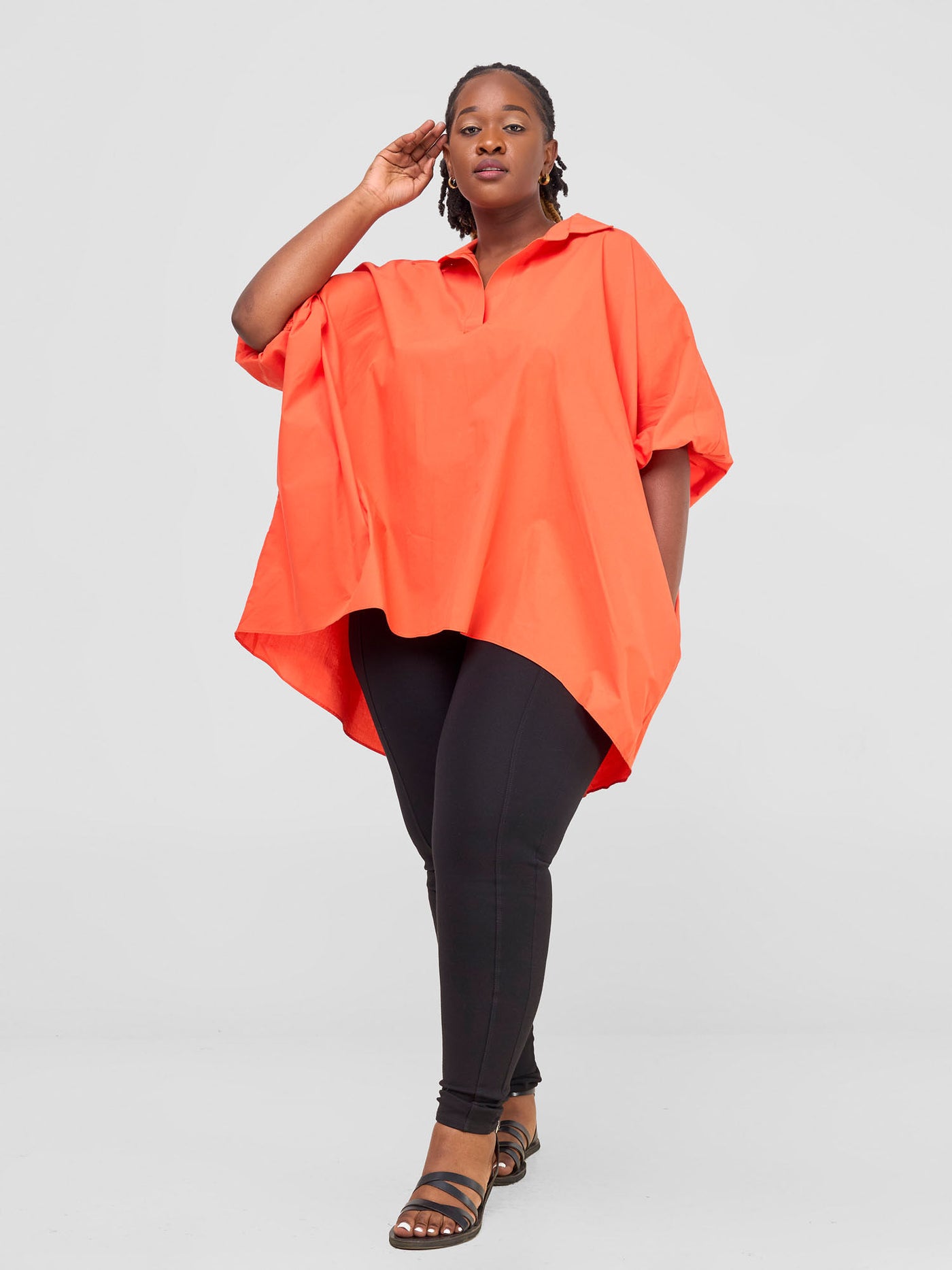 Safari Nimali High Low Tunic Top - Orange