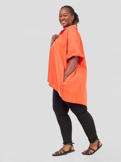 Safari Nimali High Low Tunic Top - Orange