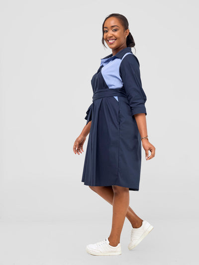 Lira Front Panelled Shirt Dress - Navy / Blue