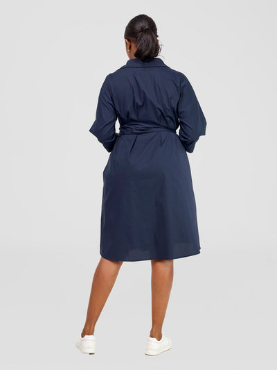 Lira Front Panelled Shirt Dress - Navy / Blue