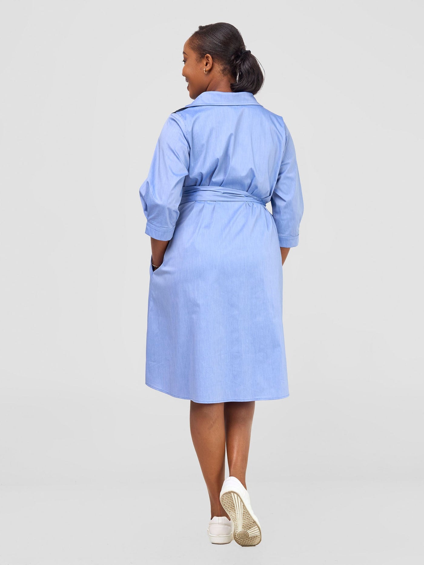 Lira Front Panelled Shirt Dress - Blue / Navy