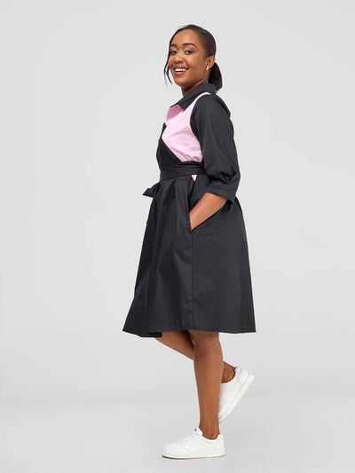 Lira Front Panelled Shirt Dress - Black / Pink